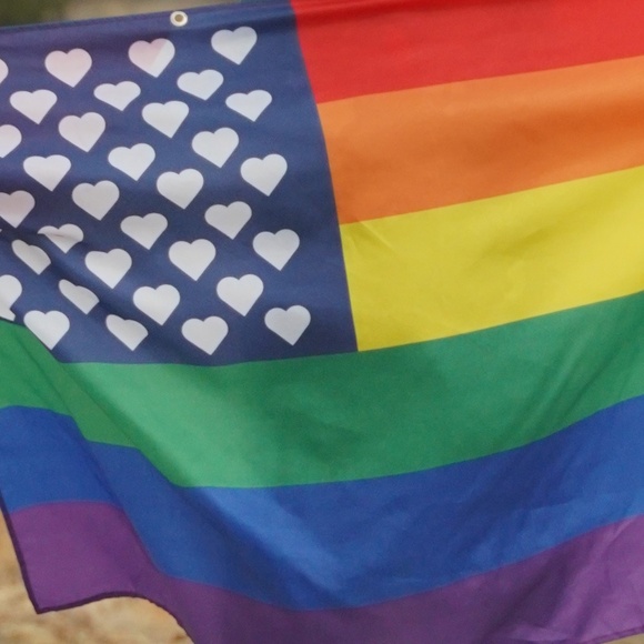 USA, American Flag, Hearts, Love (Wearable Flag, PRIDE, Flag with Sleeves, cape) - Picture 2 of 5